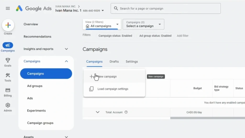 Google Ads új kampány létrehozása és beállítása professzionálisan